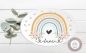 Preview: zauberhaftes ovales Türschild mit Regenbogen Blüten Herzen und Wunschname, Kinderzimmer- zur Einschulung, Geburtstag, Taufe, Lüttentüddel®